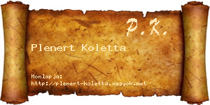 Plenert Koletta névjegykártya